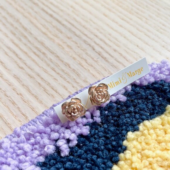 Rose Earrings with Rose Gold Vermeil 🌹 - Picture 2 of 5